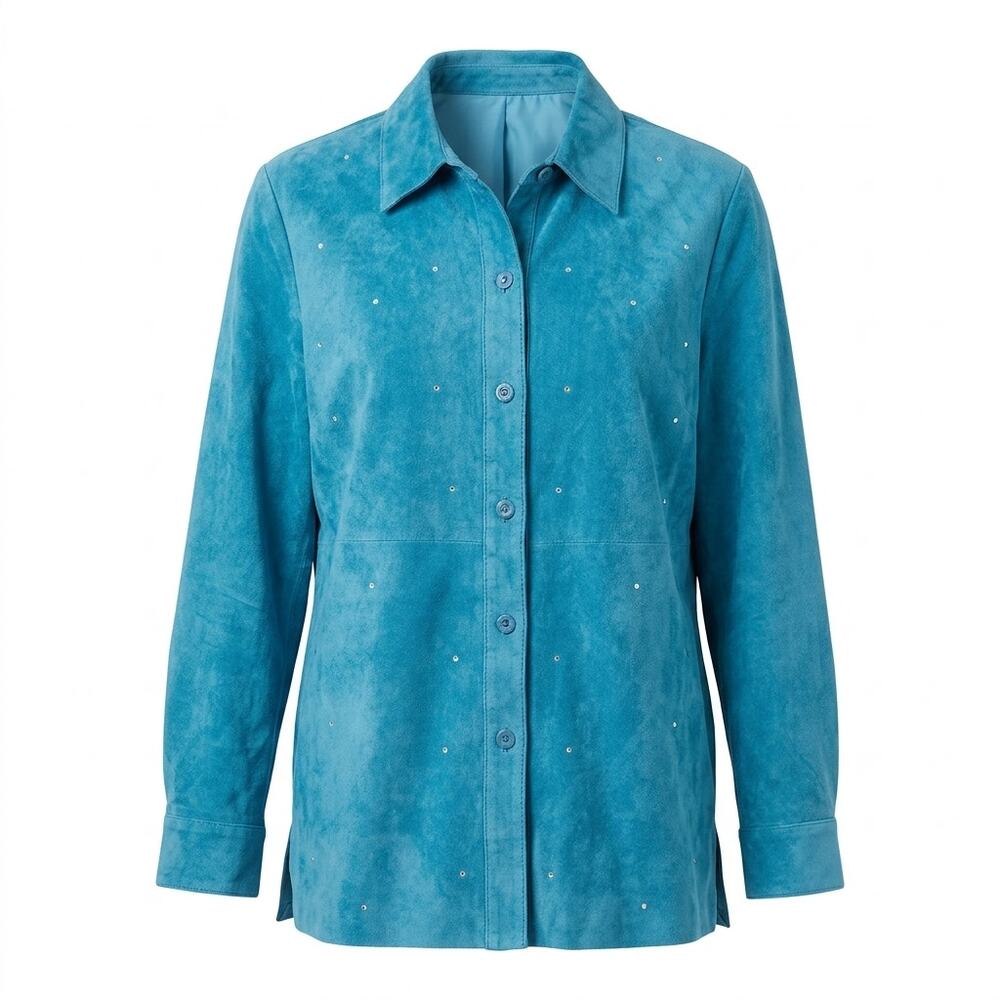NWT Quacker Factory Faux Suede Rhinestone Lined Basic Jacket Women Size M